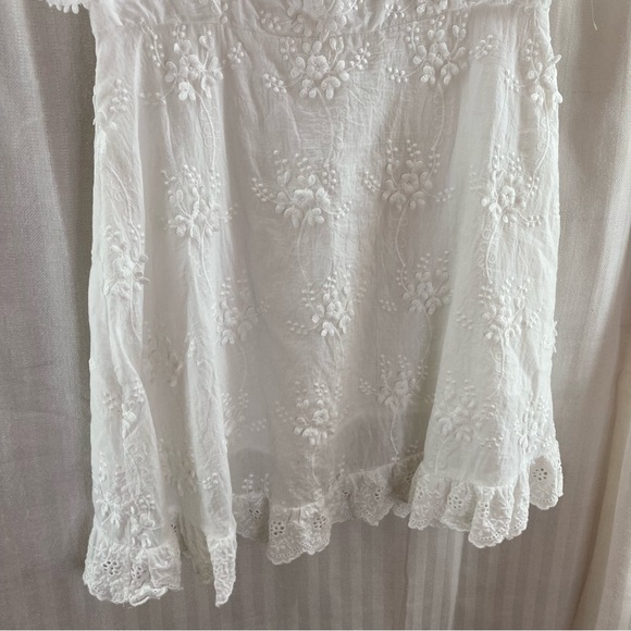 Lulus Morning in Mallorca White Cotton Eyelet Short Sleeve Mini Dress Medium - Picture 3 of 10